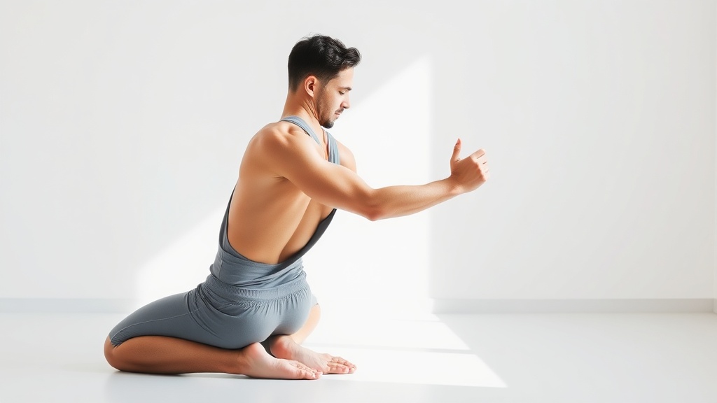 편안한 자세로 허리 근육을 이완시키고 있는 남성의 모습